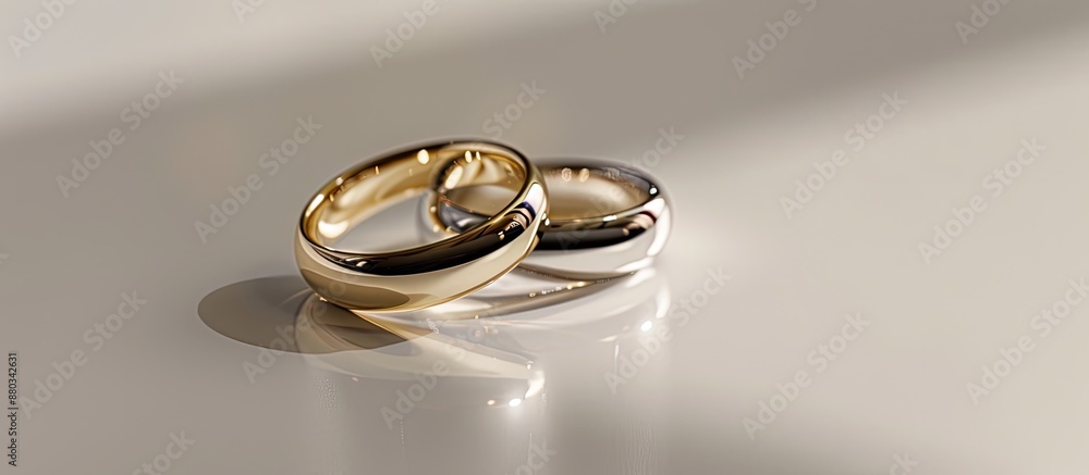 Poster Elegant rings displayed on a white backdrop with copy space image
