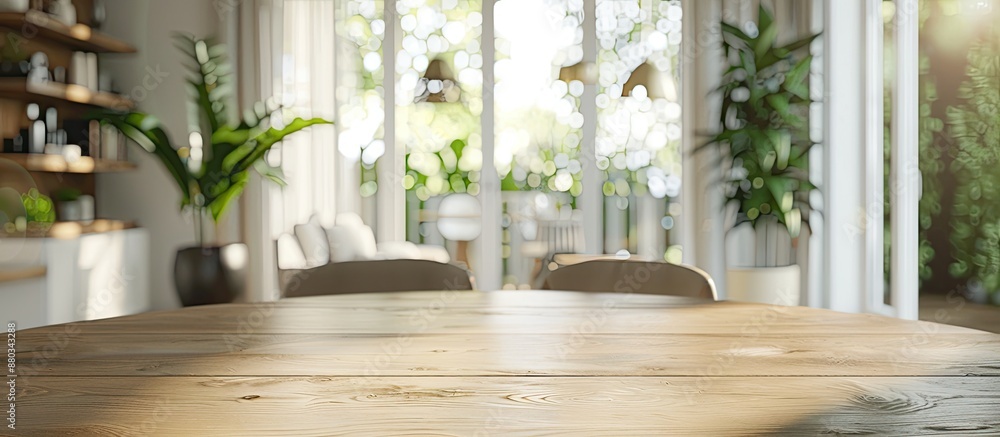 Aufkleber blurry dining room in the background of a table top with copy space image