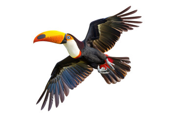 Toucan in flight isolated on transparent background