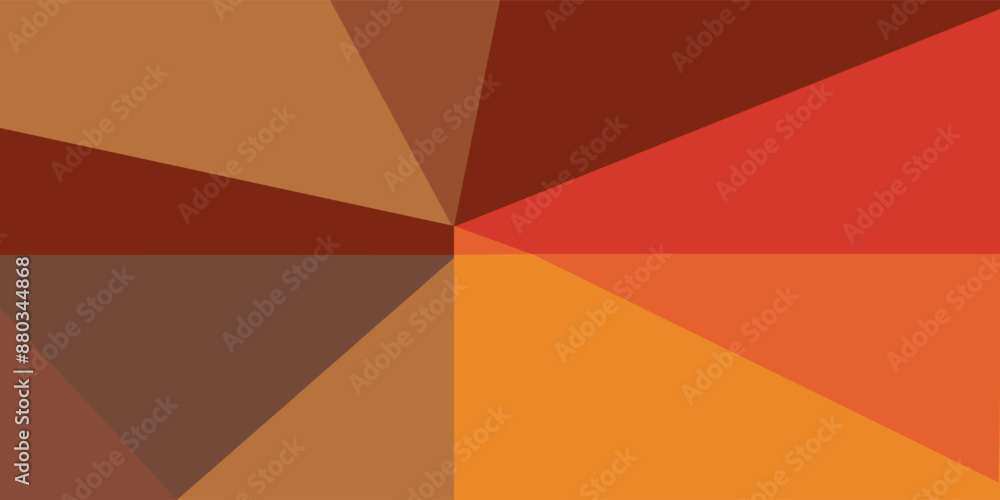 Poster brown and red geometric background design - triangle shapes, stripes and lines - bauhaus style - mul