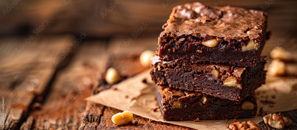 Poster indulge in a decadent chocolate brownie with a sprinkling of nuts enjoy this delightful chocolate tr