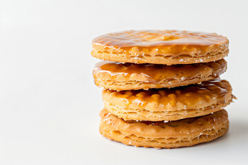 a stack of cookies with a drizzle of icing on top