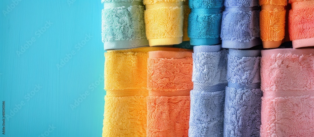 Poster Beautiful towels arranged on a towel background creating an abstract copy space image