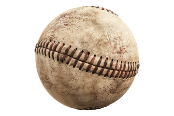 Used baseball isolated on transparent background