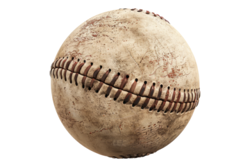 Used baseball isolated on transparent background