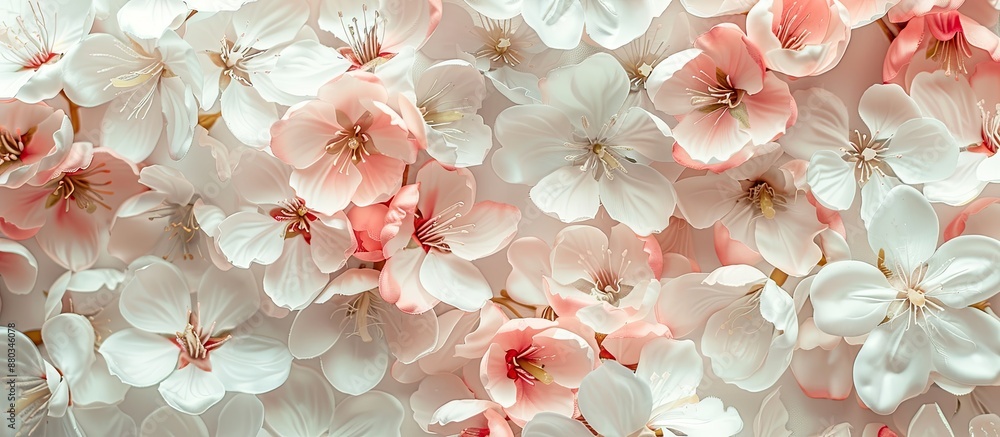Poster floral pattern with multiple blossoms arranged as a background for copy space image suitable for dec