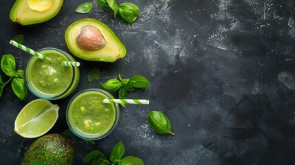 Refreshing Green Smoothie with Avocado and Basil