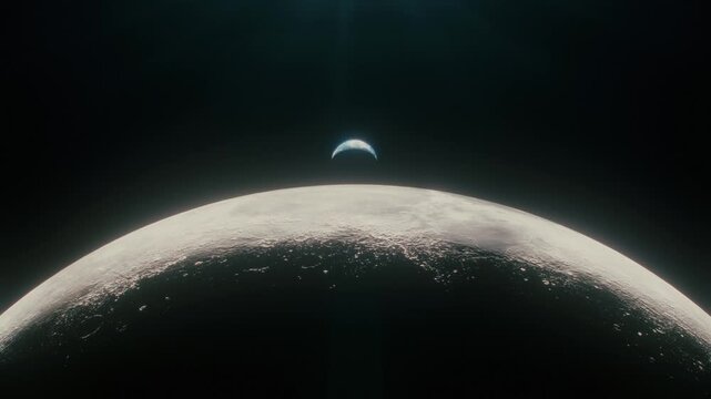 La plan&egrave;te Terre vue depuis l'espace derri&egrave;re la Lune