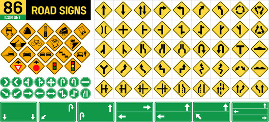 Road traffic sign collection, street sign road mark traffic sign vector illustration.