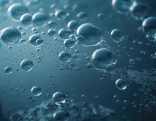 Close Up of Water Droplets on a Blue Surface. Generative AI