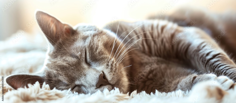 Aufkleber a gray cat peacefully napping with a copy space image