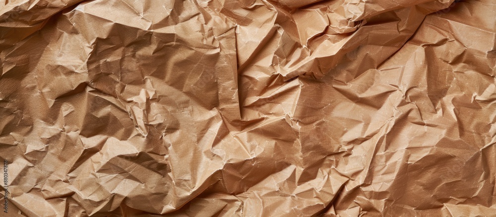 Poster Texture of recycled brown paper with abstract creases and folds ideal as a background for a copy space image