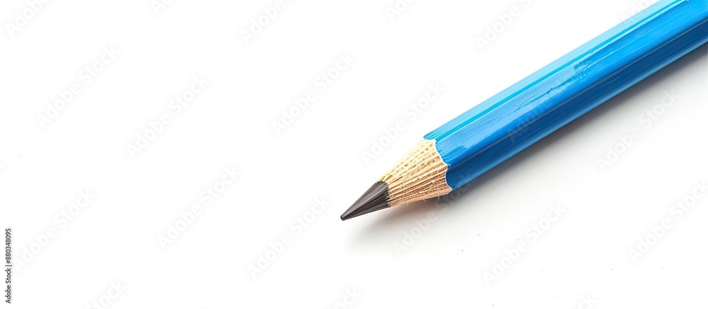 Aufkleber A blue pencil with an eraser set against a white backdrop captured in a close up shot with room for adding text in the image. with copy space image. Place for adding text or design