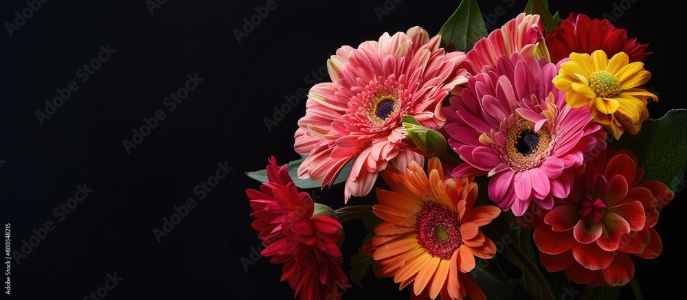 Poster Bouquet of stunning flowers with a backdrop for text or images. with copy space image. Place for adding text or design