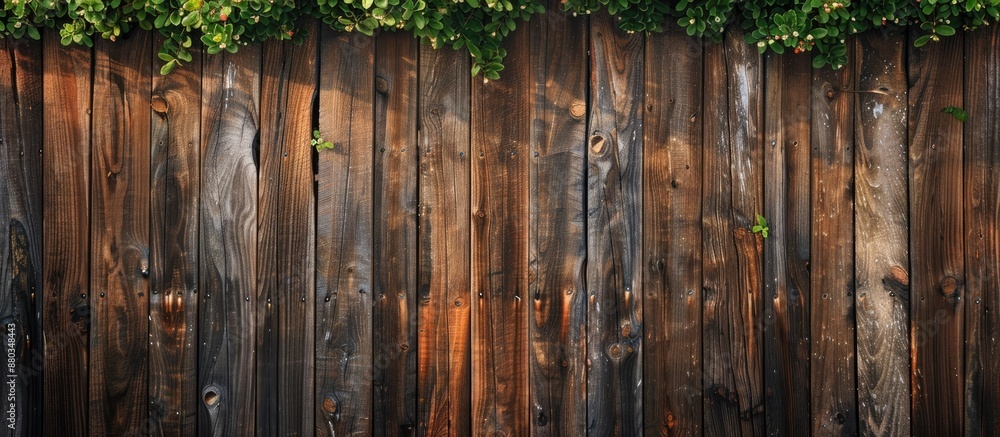 Aufkleber top view of a vintage countryside fence with a rustic texture background ideal for a copy space imag