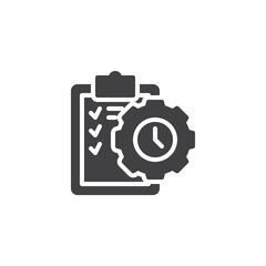 To do list with gear and clock vector icon