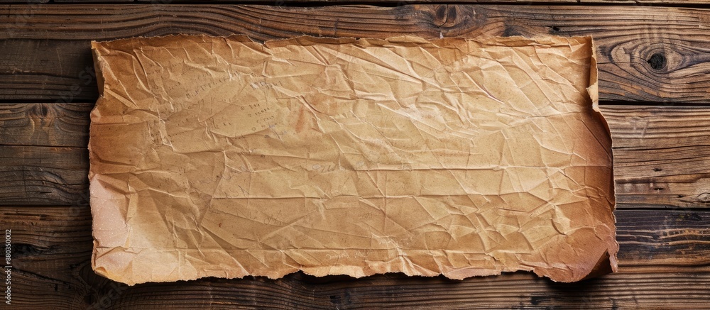 Poster Wooden table with an empty paper providing copy space image