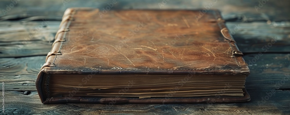 Poster Leather Bound Book Texture Background, 4K hyperrealistic photo