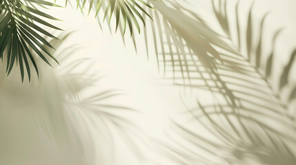 Obraz premium Abstract minimal background with tropical palm leaf shadow, Neutral beige, Empty scene for mock up