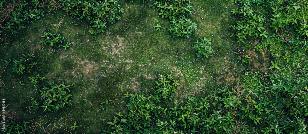 Poster Top view of a textured background with green grass suitable for a copy space image