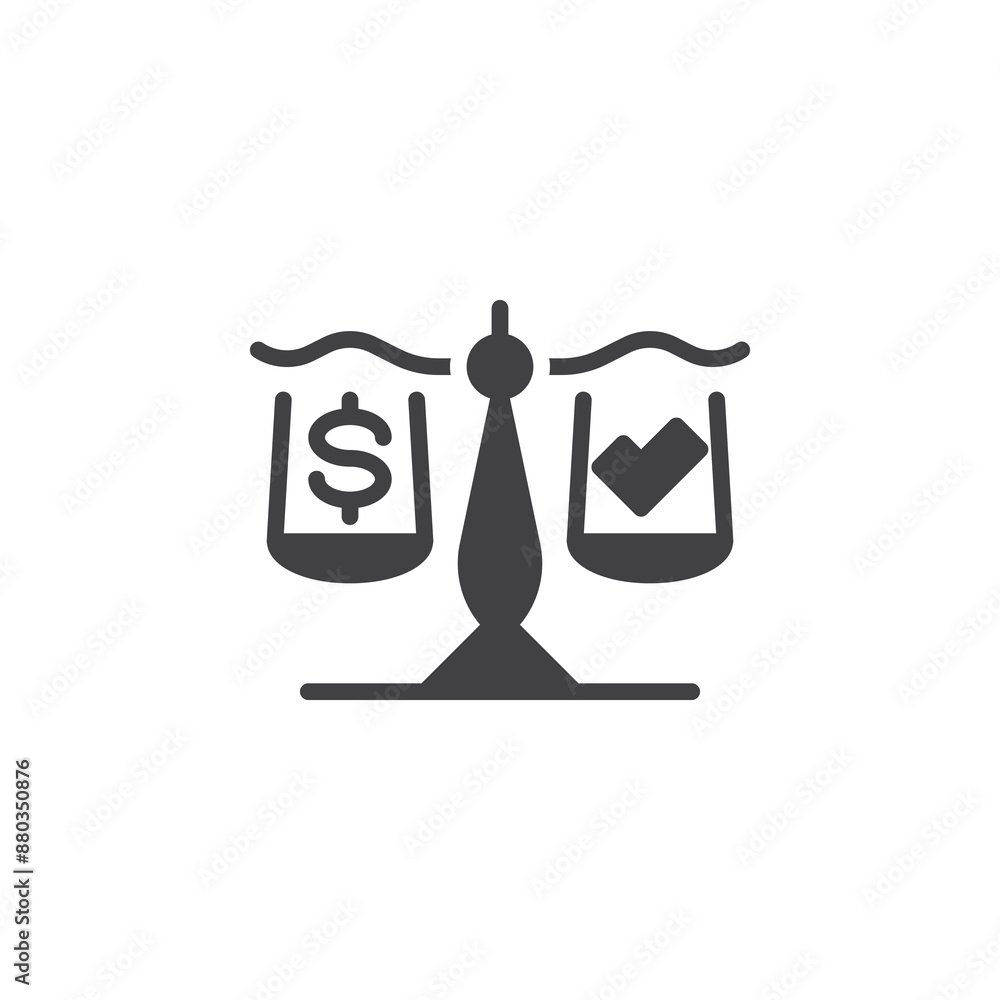 Poster scale with a dollar sign and a checkmark vector icon