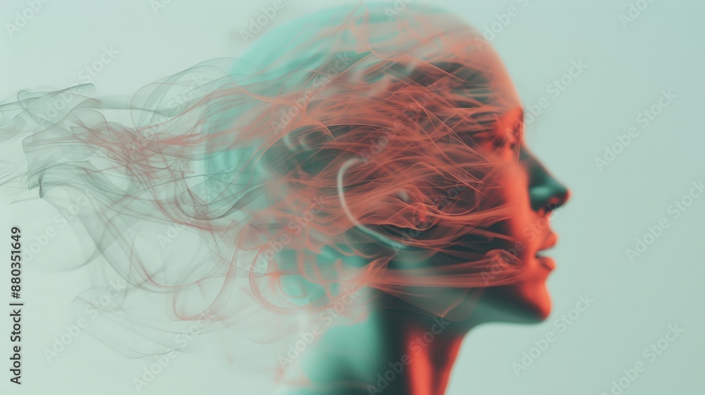 Poster fluid mindscape: abstract waves and spirals of creative thinking in minimalist design