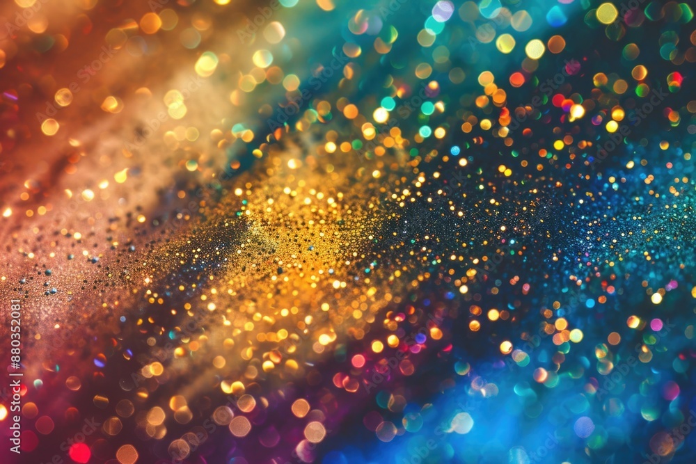 Poster Close-up of a colorful light display with various hues and patterns