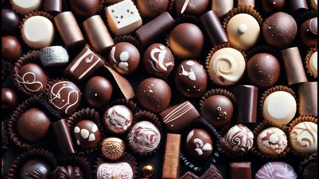 colorful chocolate sweet candies motion background animation - 4k new stock video footage AI	