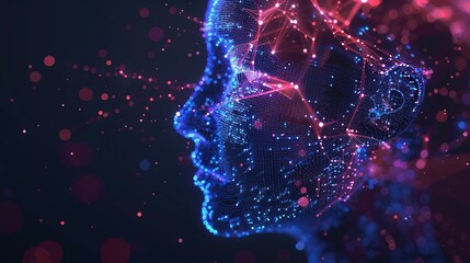 abstract digital human face with futuristic ai visualization - artificial intelligence concept featuring big data integration and cyber security elements - modern technology and innovation in digital 