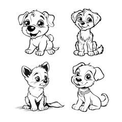 Sweet little puppy coloring book page