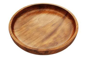Wooden empty plate isolated on transparent background