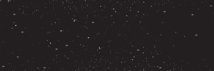 Abstract movement of white star dots on snow on black background isolated space galaxy for abstract futuristic technology, christmas decoration overlay wallpaper, vector.