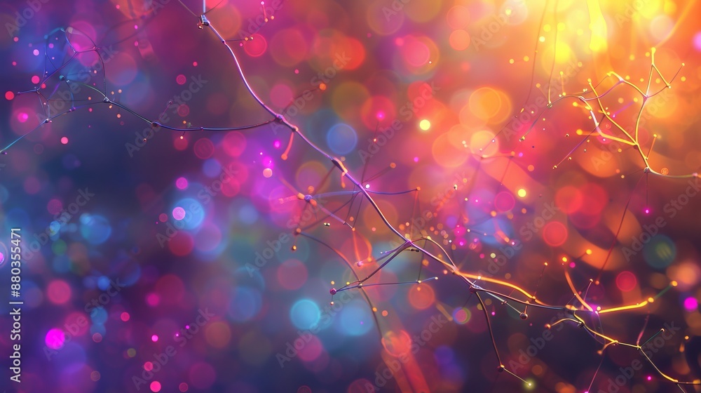 Poster abstract neural network 3d illustration: big data concept with global database and artificial intell