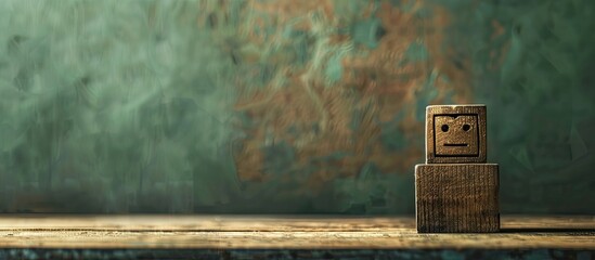 Symbol of hard work mode displayed on wooden block against a striking canvas backdrop on a table with business elements featuring copy space image