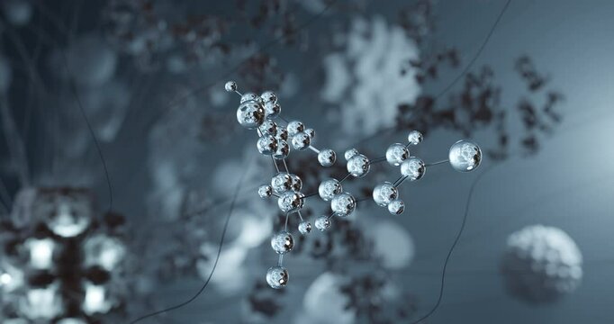 Clazuril rotating 3d molecule, molecular structure of coccidiostat, seamless video