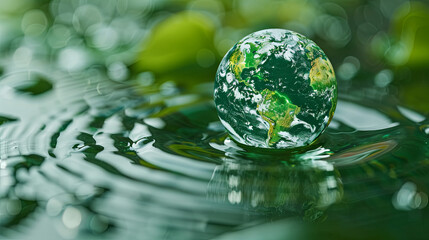 Green earth water drop. Earth day concept