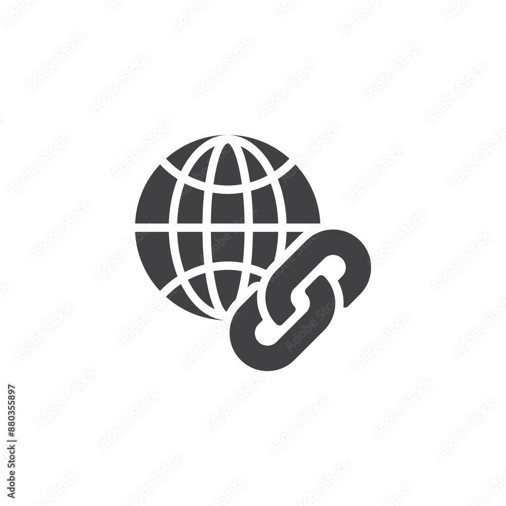 Poster network with chain link vector icon