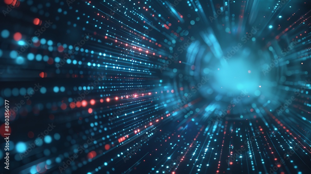 Poster abstract technology big data background with flowing binary code, digital network connections, and f