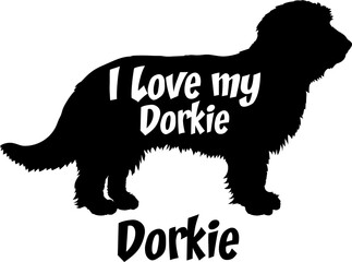 Dorkie. I love my dog Dog silhouette dog breeds logo dog monogram vector 