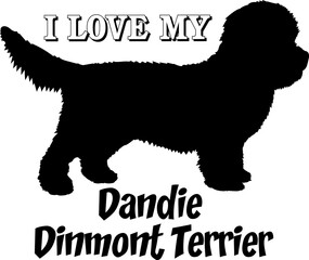 Dandie Dinmont Terrier. I love my dog Dog silhouette dog breeds logo dog monogram vector 