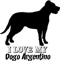 Dogo Argentino. I love my dog Dog silhouette dog breeds logo dog monogram vector 