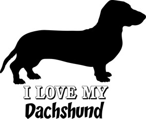 Dachshund. I love my dog Dog silhouette dog breeds logo dog monogram vector 