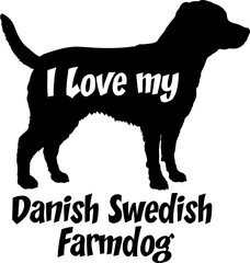 Danish Swedish I love my dog Dog silhouette dog breeds logo dog monogram vector 