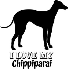 Chippiparai. I love my dog Dog silhouette dog breeds logo dog monogram vector 