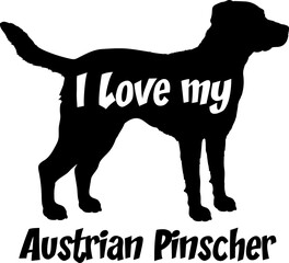 Austrian Pinscher I love my dog Dog silhouette dog breeds logo dog monogram vector 