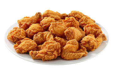 A platter of fried chicken isolated on transparent background