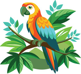 Art and Illustration of a Parrot flat vector image