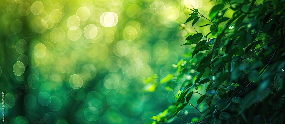 Poster bokeh effect creating an abstract green background with a blurred view perfect for copy space image