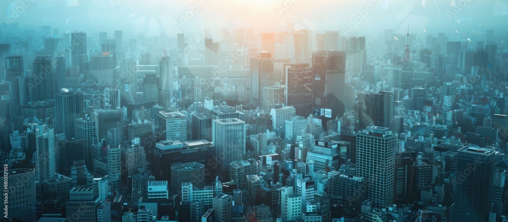 Poster cityscape with buildings and road void of activity showcasing a vast expanse of open copy space imag