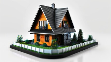 Mini house model isolated in white background. Real estate concept
